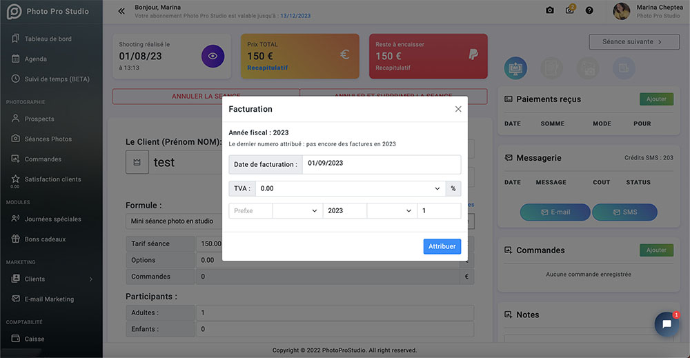 12. Fonctionnalité de facturation dans notre plateforme CRM